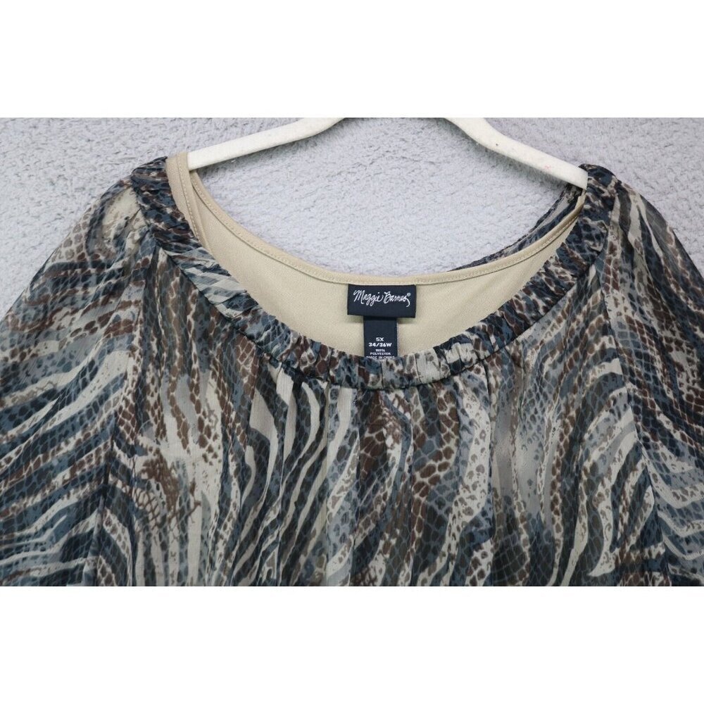Maggie Barnes Sheer Animal Print Top w/ Tank-Size 5X (34-36W) - Picture 6 of 11